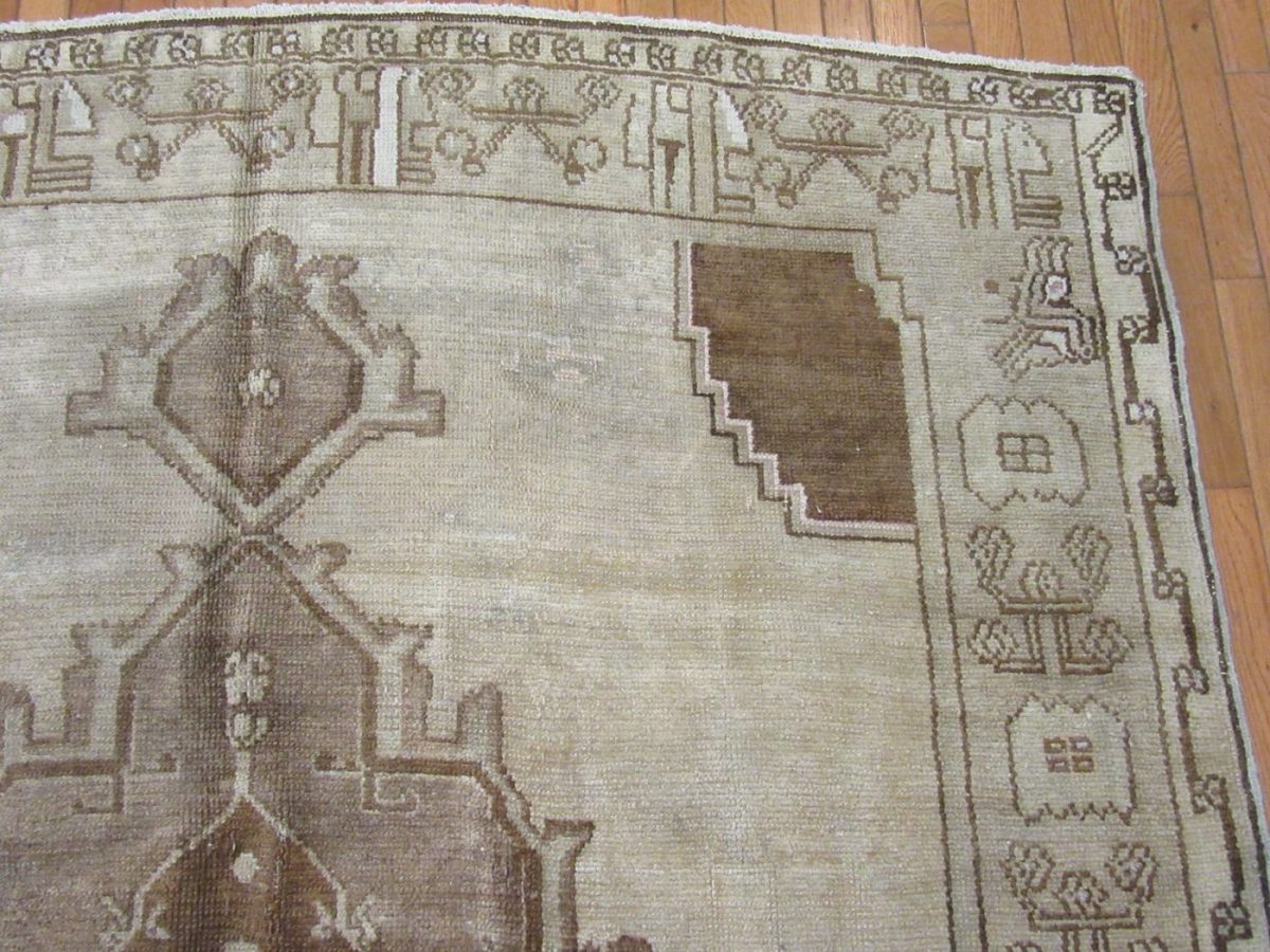 7′ x 14′ Beige Fine Hand-Knotted Turkish Anatolian Rug – Transitional Traditional Wool