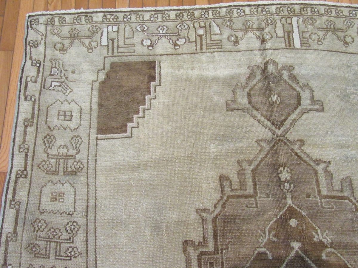 7′ x 14′ Beige Fine Hand-Knotted Turkish Anatolian Rug – Transitional Traditional Wool