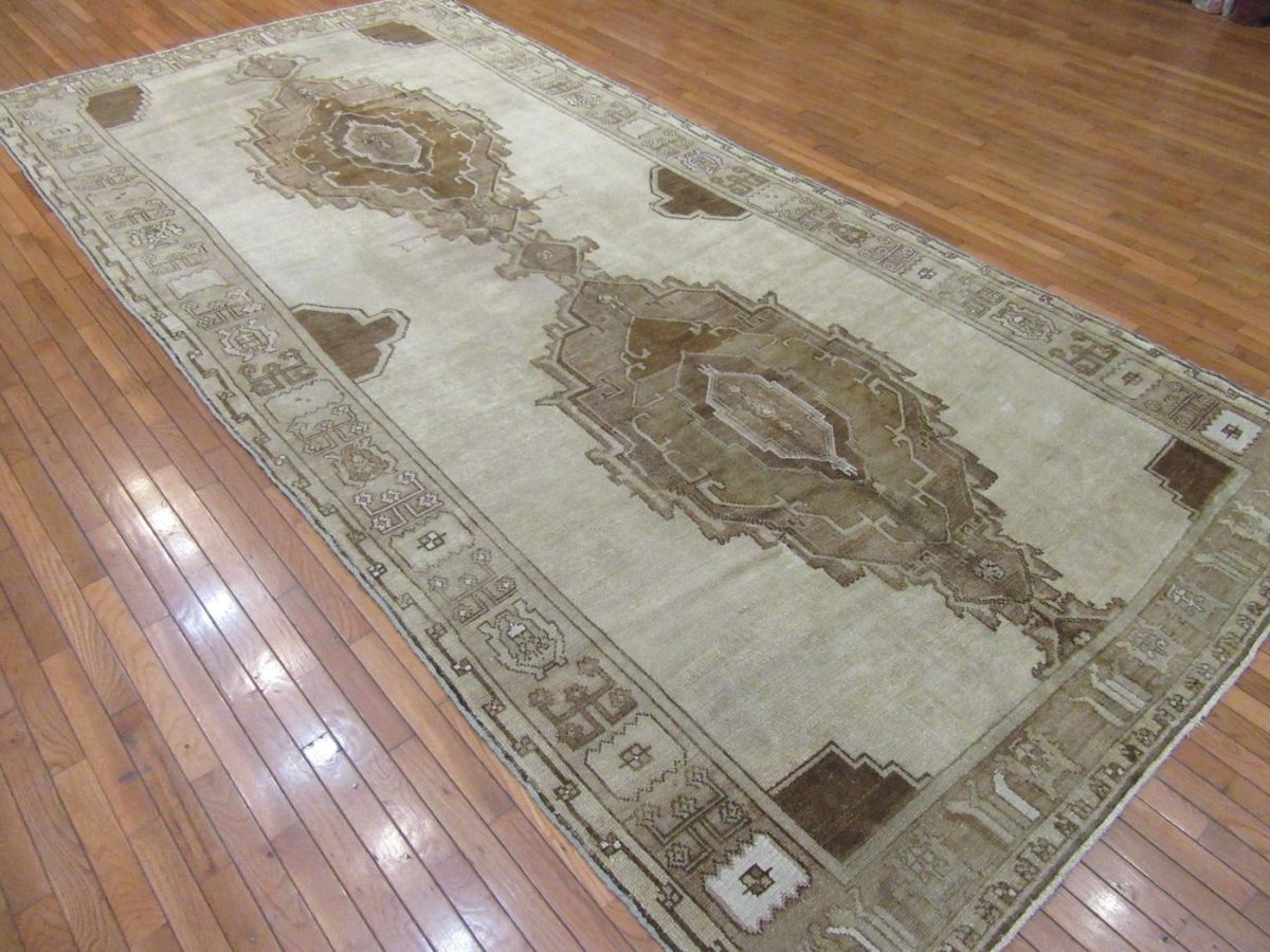 7′ x 14′ Beige Fine Hand-Knotted Turkish Anatolian Rug – Transitional Traditional Wool