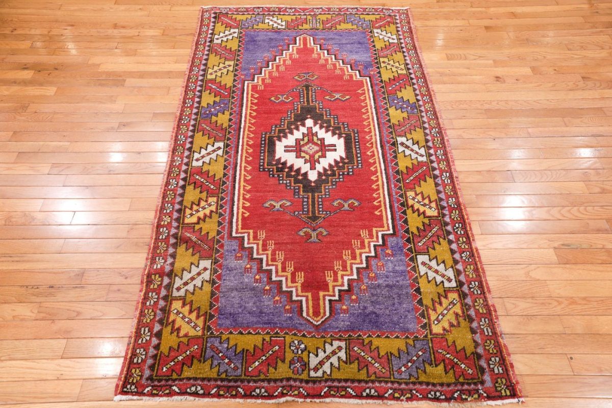 4′ x 7′ Red Fine Hand-Knotted Turkish Oushak Rug – Traditional Wool