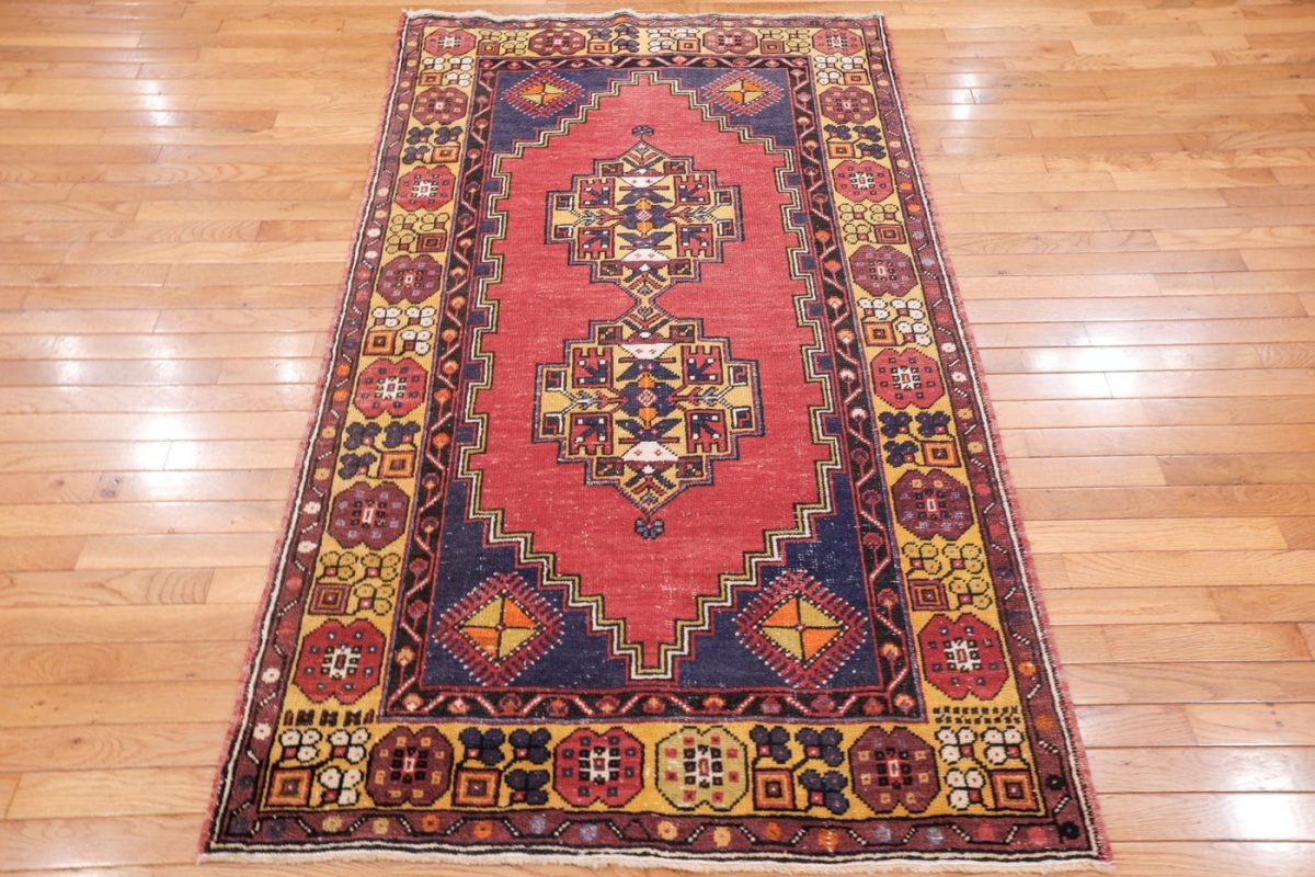 4′ x 6′ Red Fine Hand-Knotted Turkish Oushak Rug – Traditional Wool