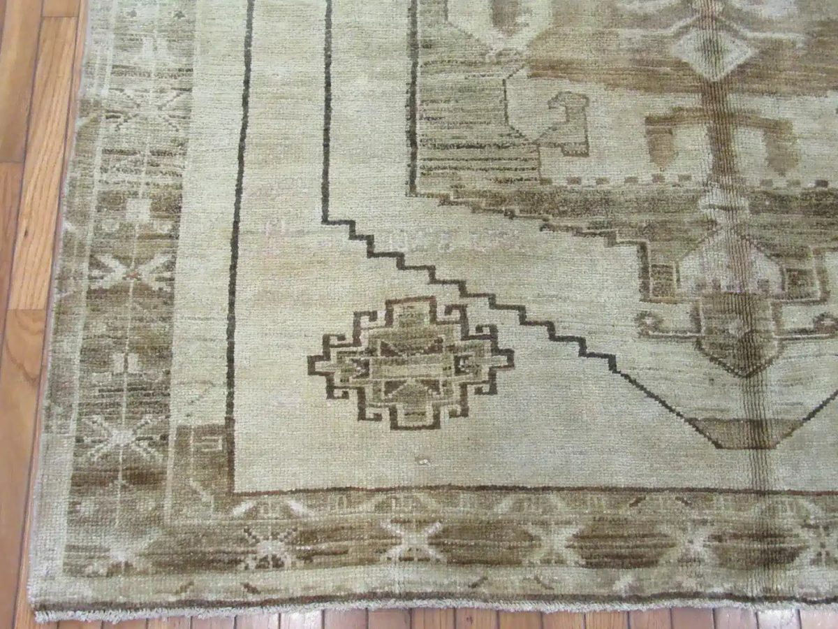 7′ x 14′ Beige Fine Hand-Knotted Turkish Anatolian Rug – Vintage Antique Washed Wool