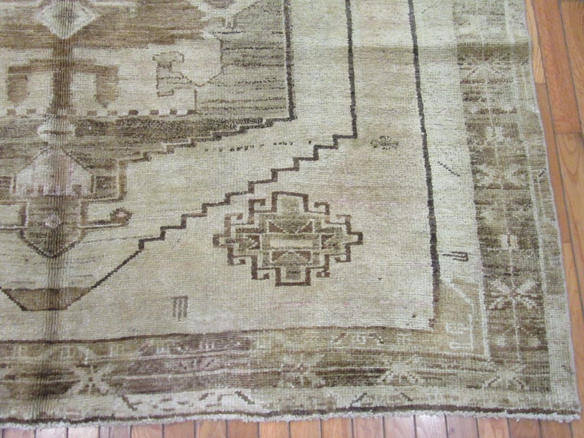 7′ x 14′ Beige Fine Hand-Knotted Turkish Anatolian Rug – Vintage Antique Washed Wool