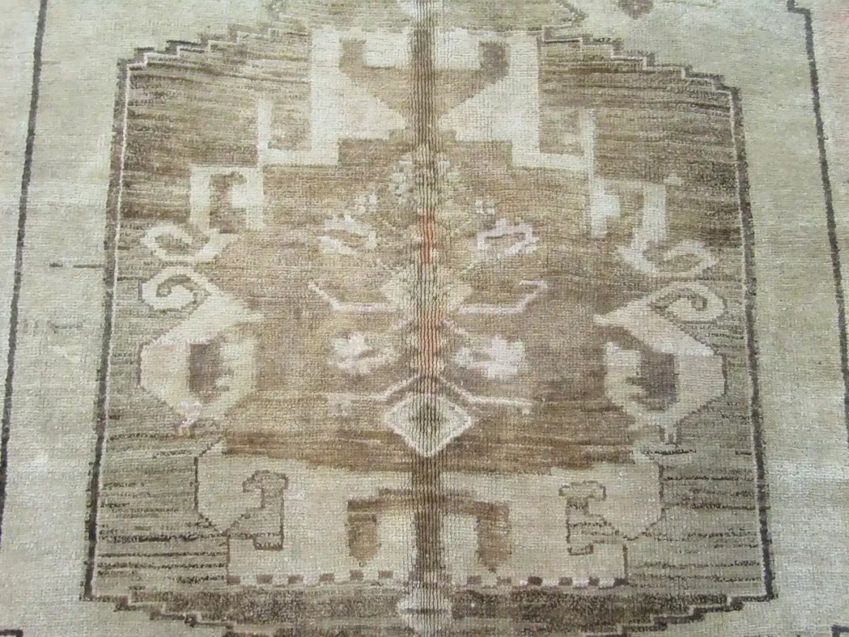 7′ x 14′ Beige Fine Hand-Knotted Turkish Anatolian Rug – Vintage Antique Washed Wool