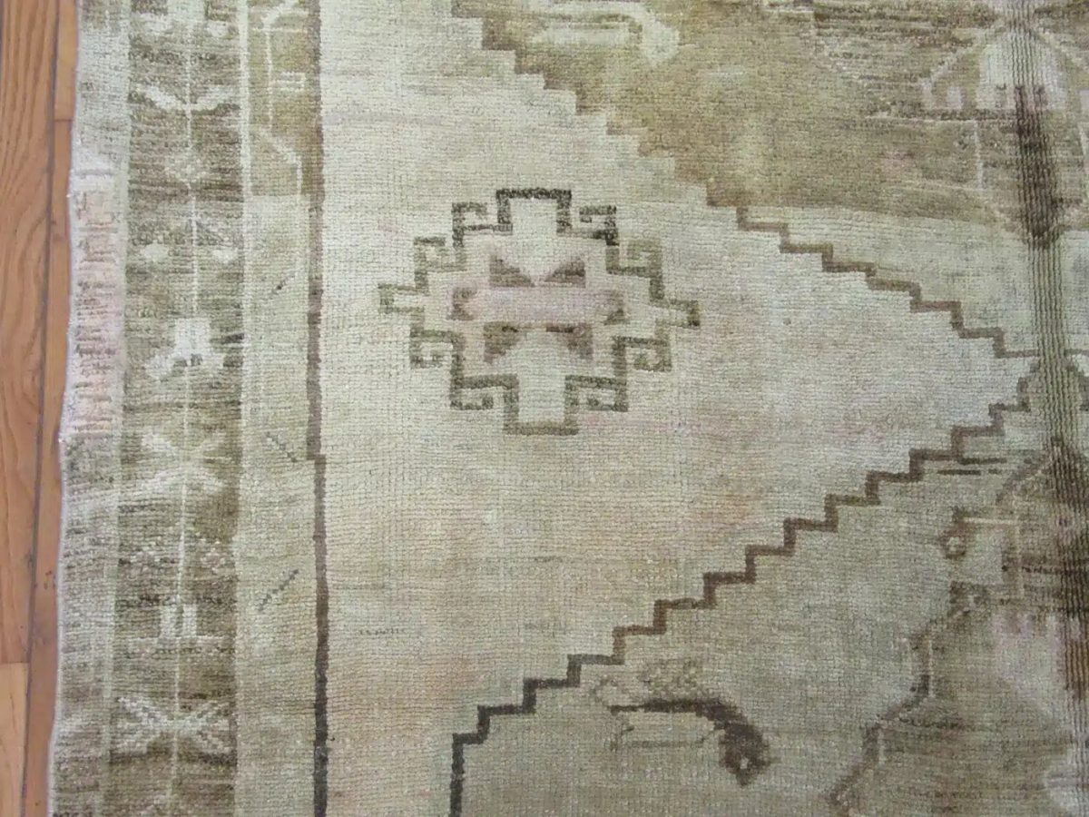 7′ x 14′ Beige Fine Hand-Knotted Turkish Anatolian Rug – Vintage Antique Washed Wool