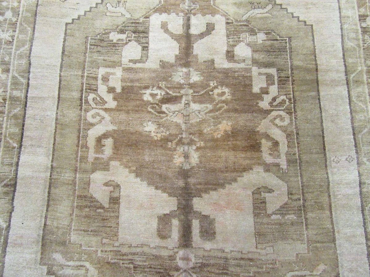 7′ x 14′ Beige Fine Hand-Knotted Turkish Anatolian Rug – Vintage Antique Washed Wool
