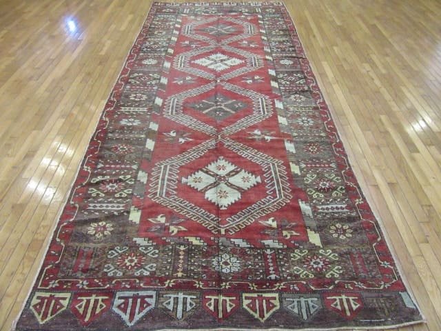 5′ x 12′ Turkish Oushak Red Vintage Runner Rug Traditional Wool