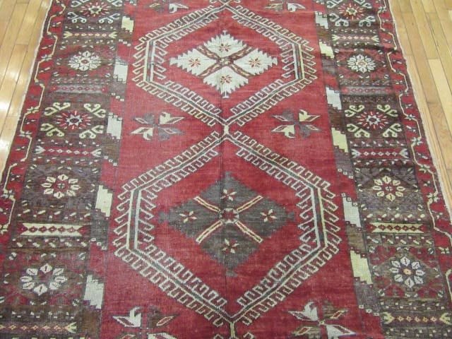 5′ x 12′ Turkish Oushak Red Vintage Runner Rug Traditional Wool