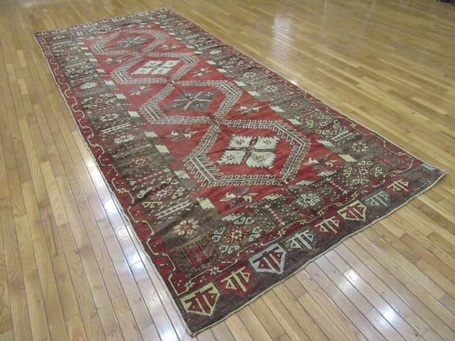 5′ x 12′ Turkish Oushak Red Vintage Runner Rug Traditional Wool