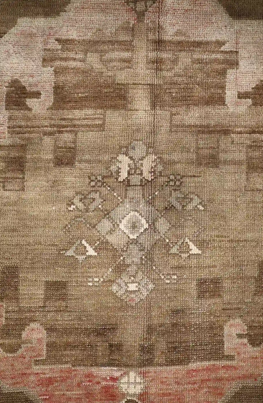 8′ x 12′ Beige Fine Hand-Knotted Turkish Oushak Rug – Vintage Wool