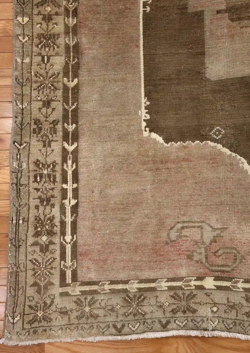 8′ x 12′ Beige Fine Hand-Knotted Turkish Oushak Rug – Vintage Wool