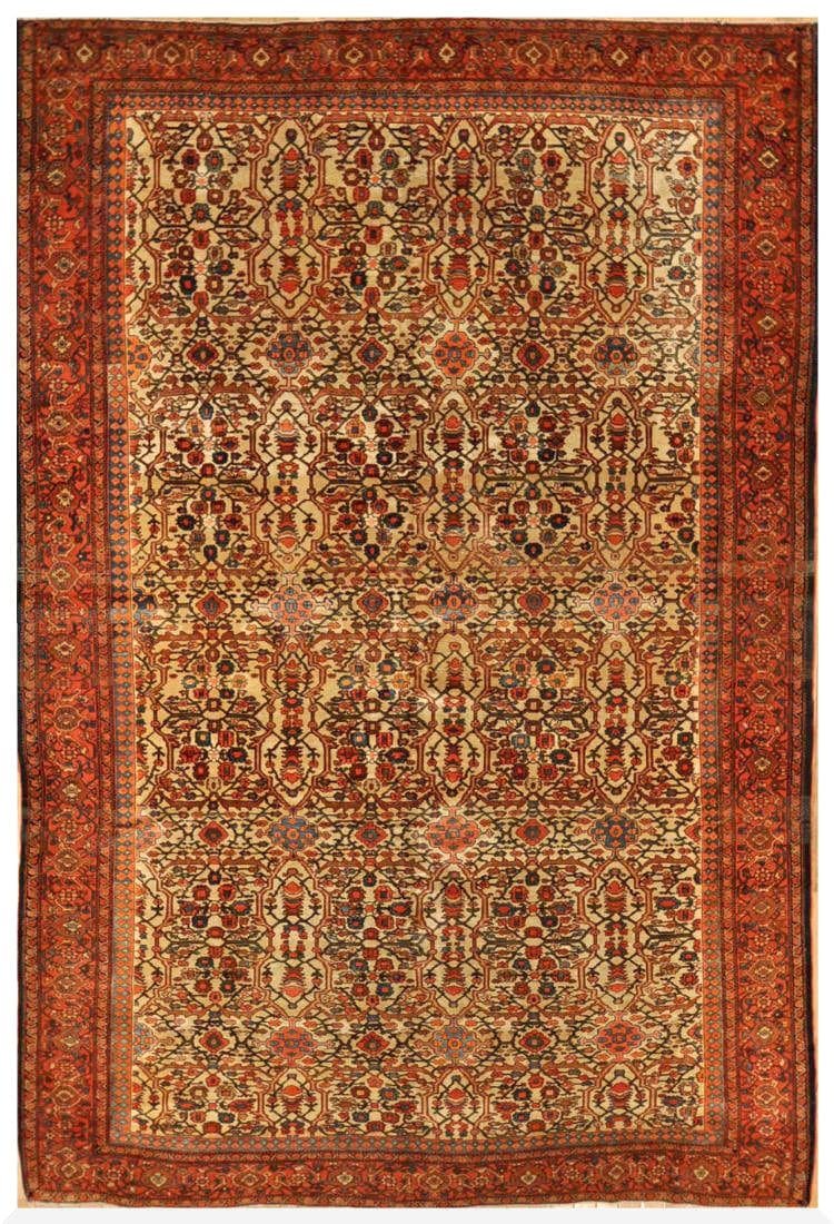7′ x 10′ Ivory Fine Hand-Knotted Persian Mishan Malayer  Rug – Traditional Wool