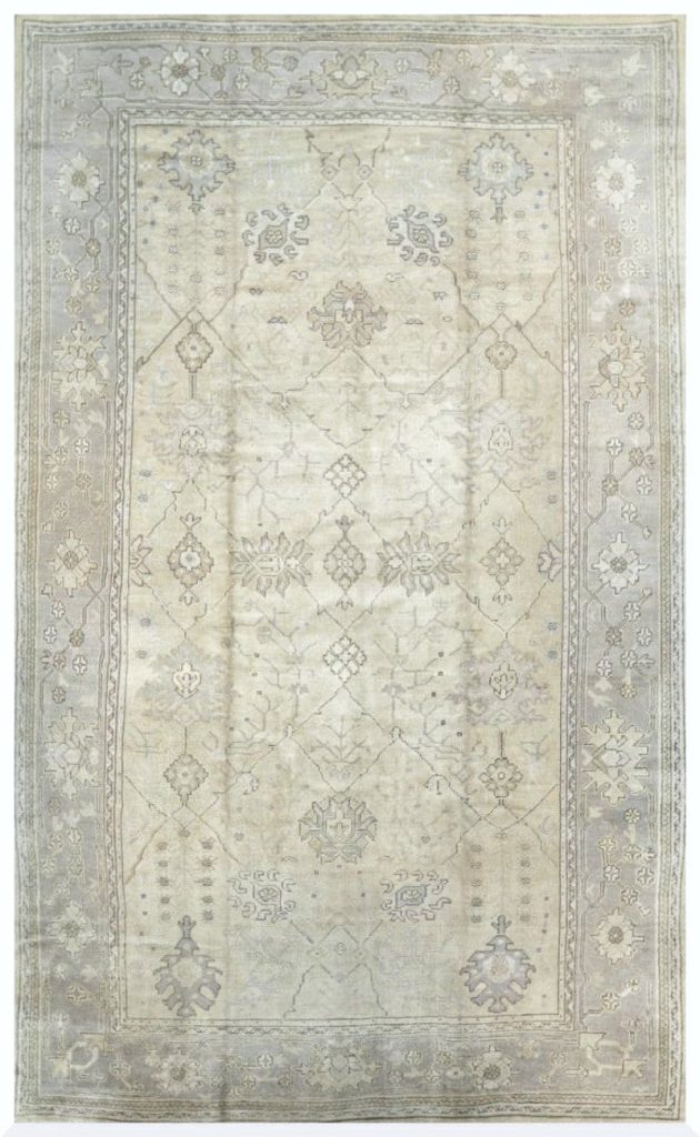 9′ x 14′ Ivory Fine Hand-Knotted Turkish Oushak Rug – Transitional Wool 9′ x 14′ Ivory Fine Hand-Knotted Turkish Oushak Rug – Transitional Wool