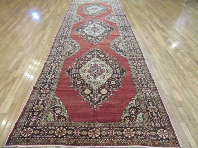 5′ x 16′ Turkish Oushak Burgundy Vintage Runner Rug Traditional Wool