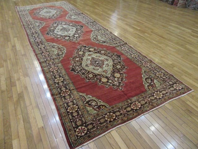 5′ x 16′ Turkish Oushak Burgundy Vintage Runner Rug Traditional Wool