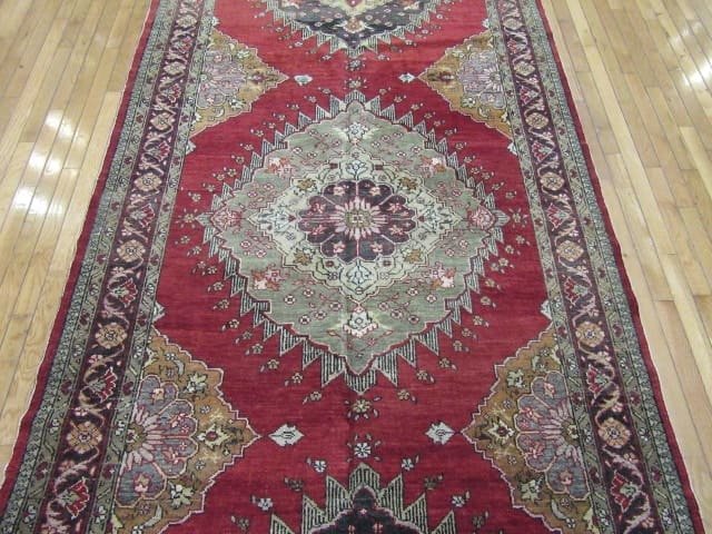 5′ x 14′ Turkish Oushak Red Vintage Rug Traditional Wool