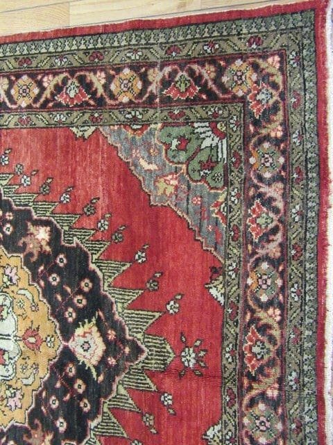 5′ x 14′ Turkish Oushak Red Vintage Rug Traditional Wool