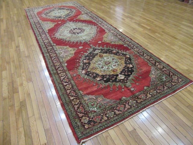 5′ x 14′ Turkish Oushak Red Vintage Rug Traditional Wool