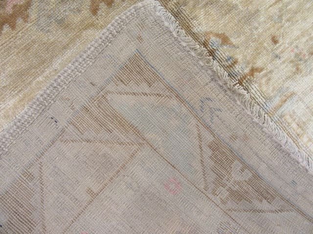 5′ x 14′ Muted Sage and Gold Hand-Knotted Vintage Turkish Oushak Runner – Traditional Wool