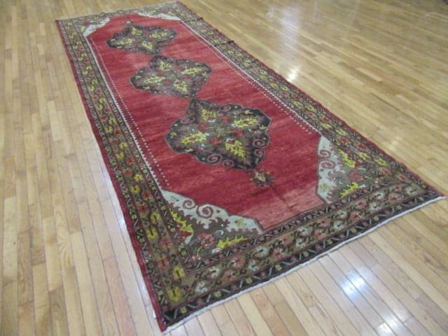 5′ x 13′ Turkish Oushak Red Vintage Rug Traditional Wool