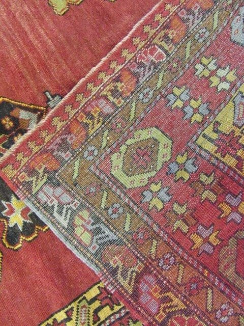 5′ x 13′ Turkish Oushak Red Vintage Rug Traditional Wool