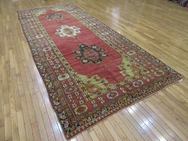 5′ x 13′ Turkish Oushak Red Vintage Rug Traditional Wool