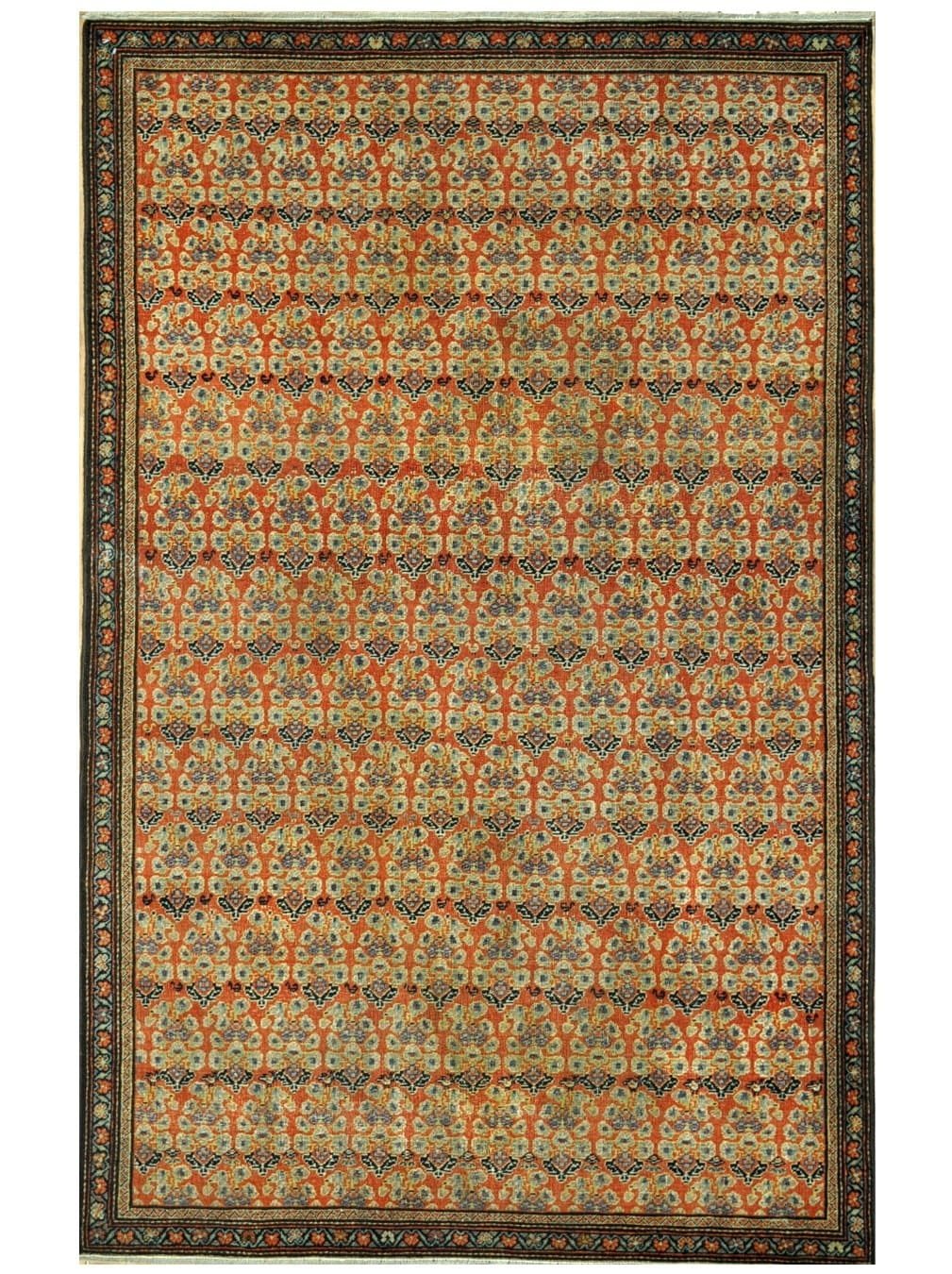 4′ x 6′ Terracotta Fine Hand-Knotted Persian Sarouk Farahan Rug – Traditional Wool