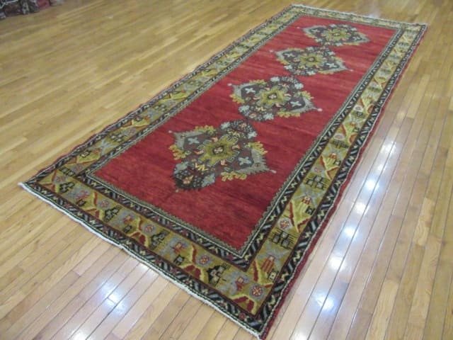 5′ x 12′ Turkish Oushak Red Vintage Rug Traditional Wool