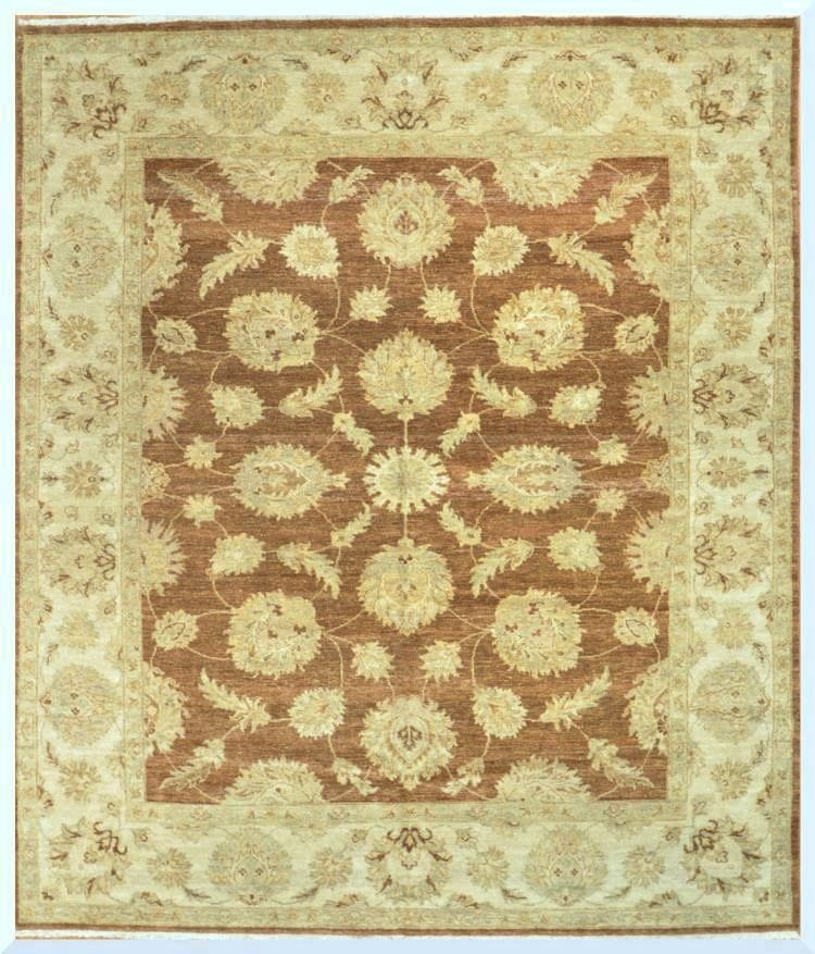 8′ x 10′ Brown Fine Hand-Knotted Oriental Rug – Transitional Wool