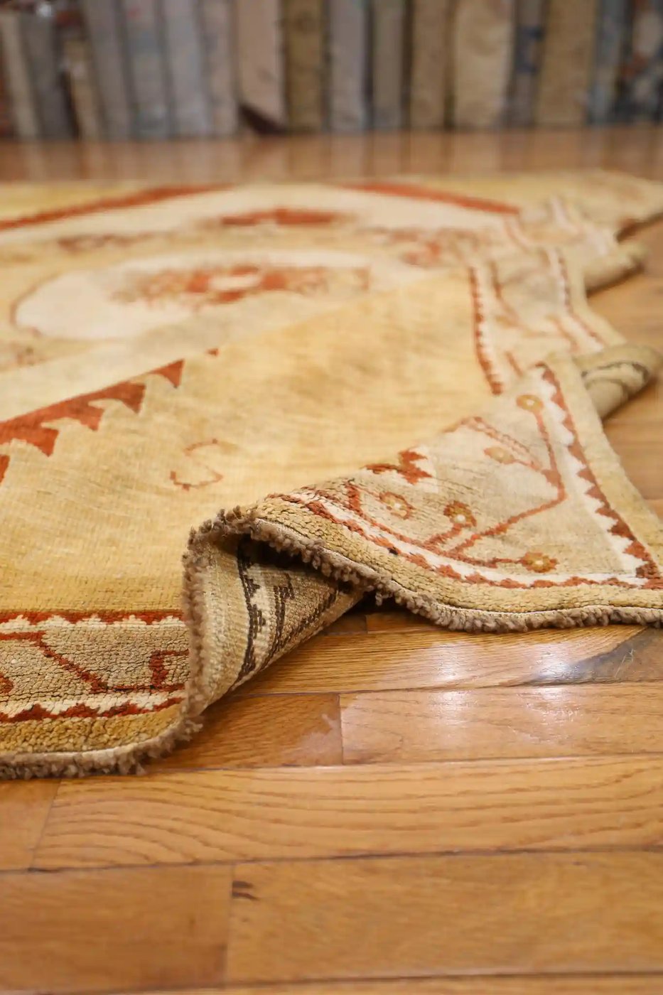 8′ x 11′ Beige Fine Hand-Knotted Turkish Oushak Rug – Vintage Wool