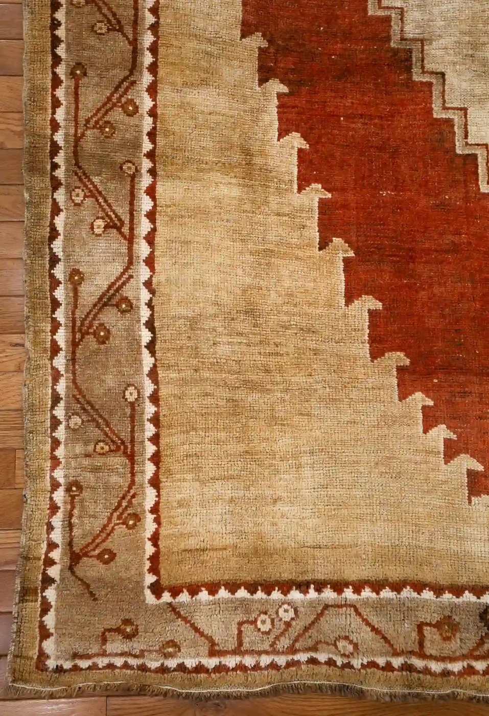 8′ x 11′ Beige Fine Hand-Knotted Turkish Oushak Rug – Vintage Wool