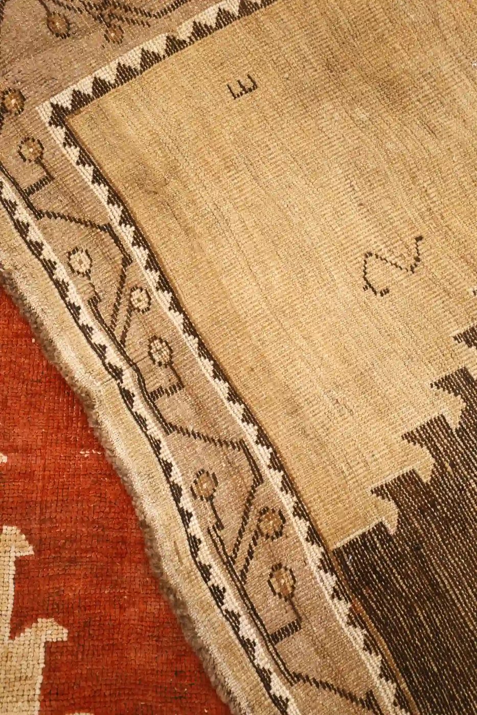 8′ x 11′ Beige Fine Hand-Knotted Turkish Oushak Rug – Vintage Wool