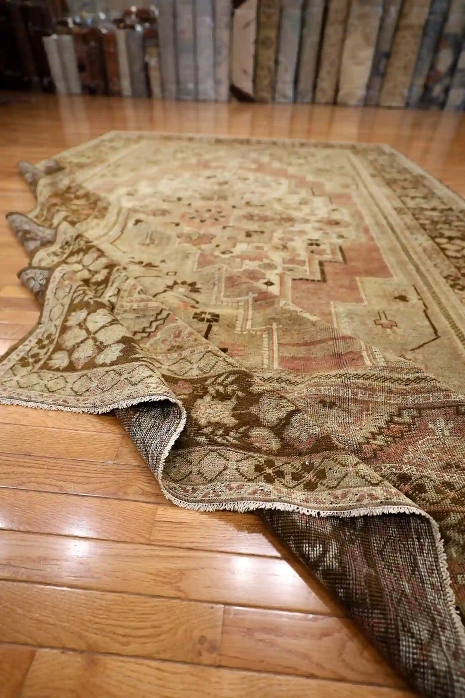 7′ x 12′ Beige Fine Hand-Knotted Turkish Oushak Rug – Vintage Wool