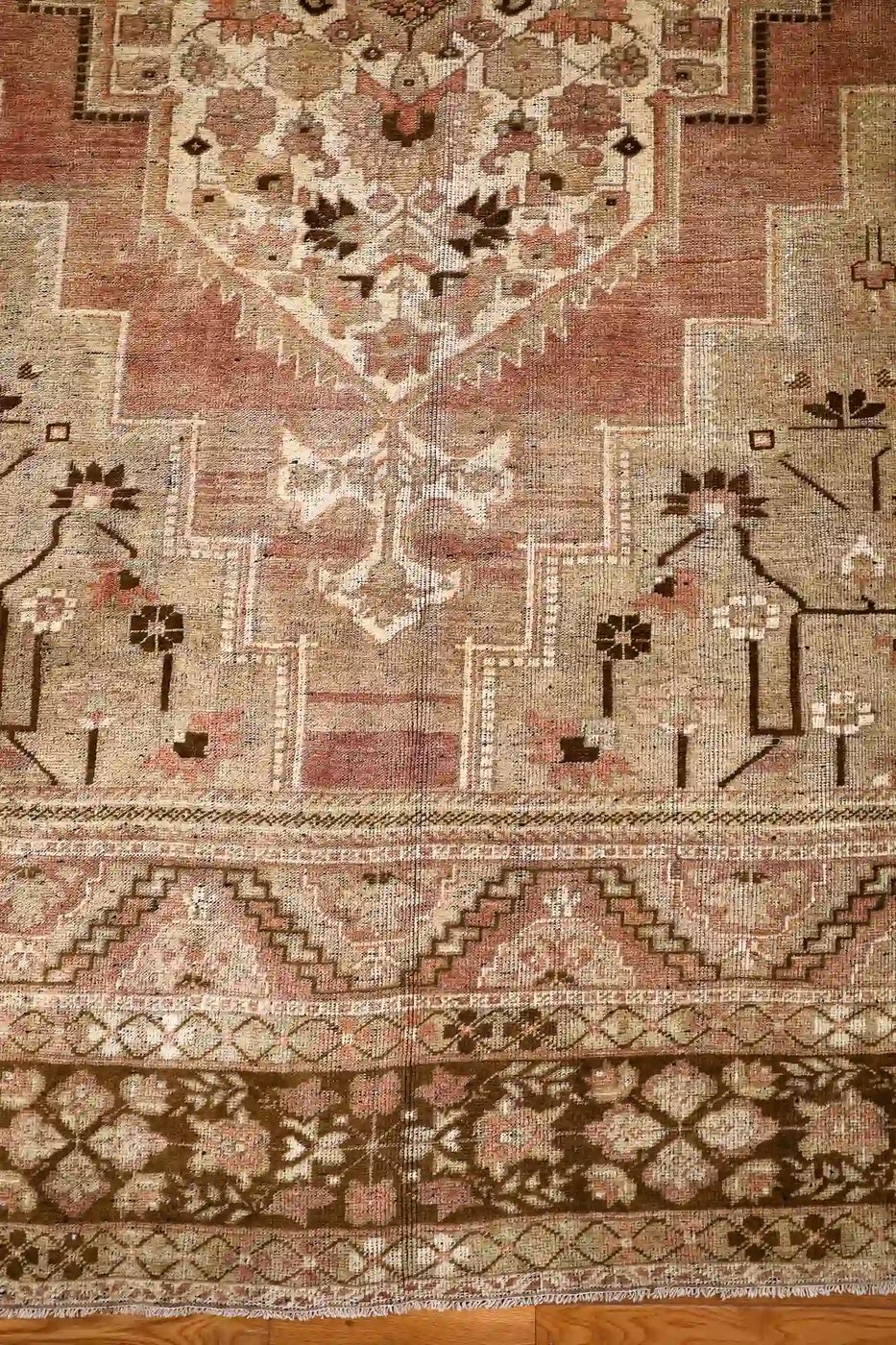 7′ x 12′ Beige Fine Hand-Knotted Turkish Oushak Rug – Vintage Wool