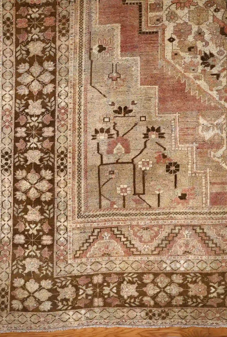 7′ x 12′ Beige Fine Hand-Knotted Turkish Oushak Rug – Vintage Wool