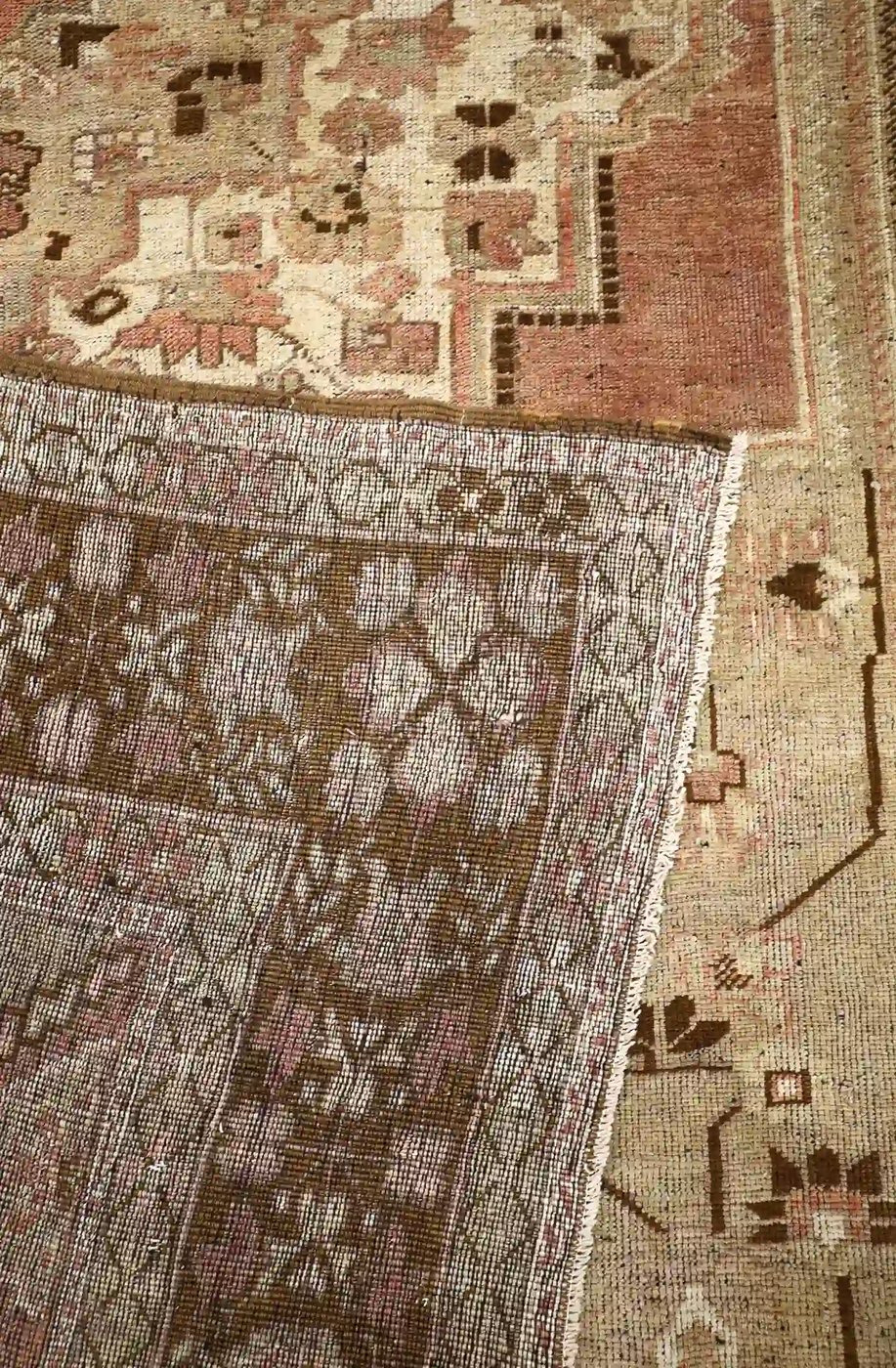 7′ x 12′ Beige Fine Hand-Knotted Turkish Oushak Rug – Vintage Wool