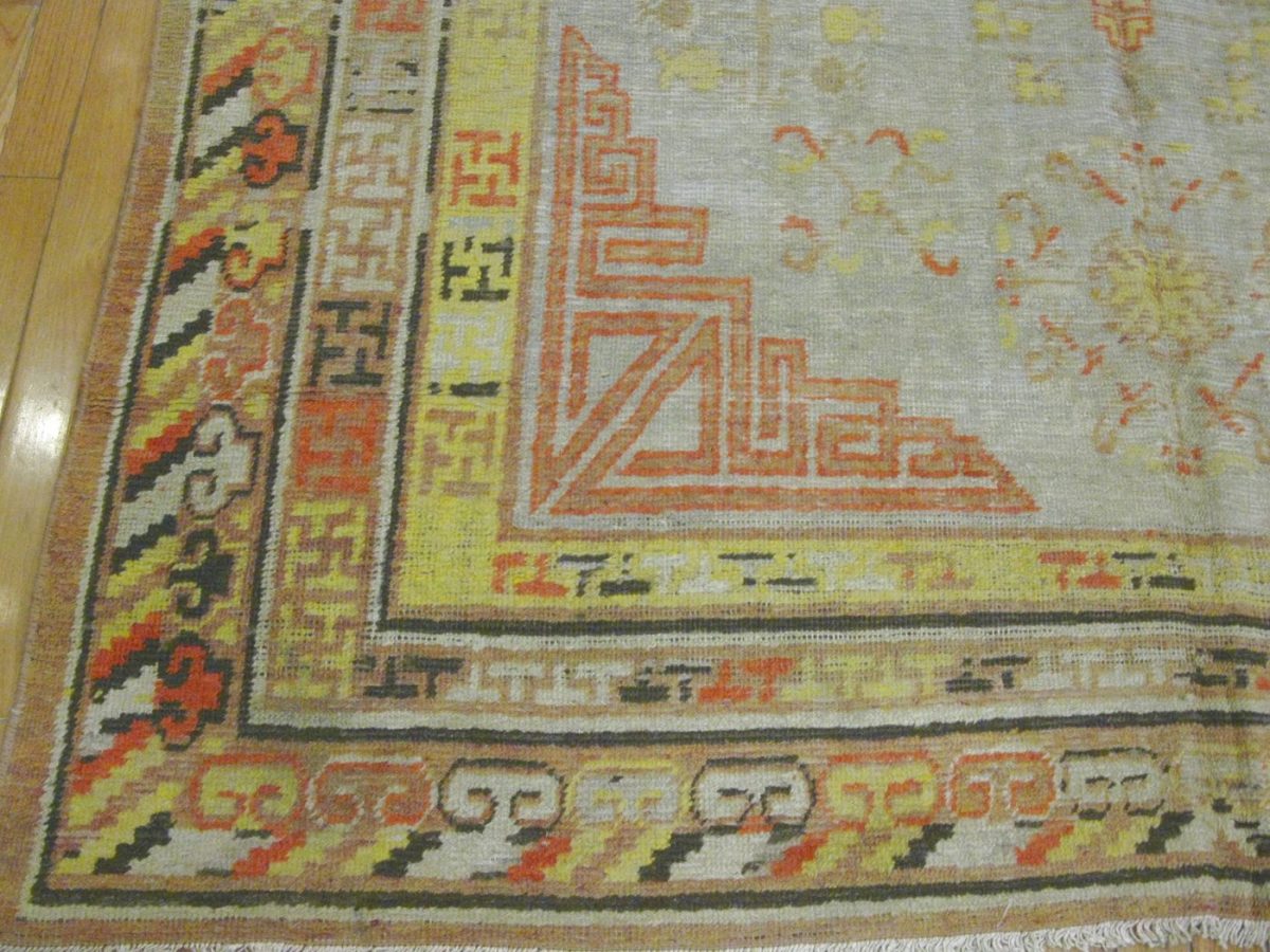 6′ x 13′ Gray Fine Hand-Knotted Khotan Rug – Transitional Wool