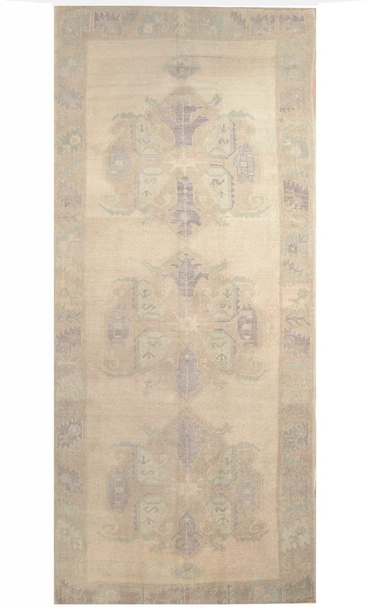 5′ x 12′ Beige Fine Hand-Knotted Turkish Gallery Rug – Transitional Wool