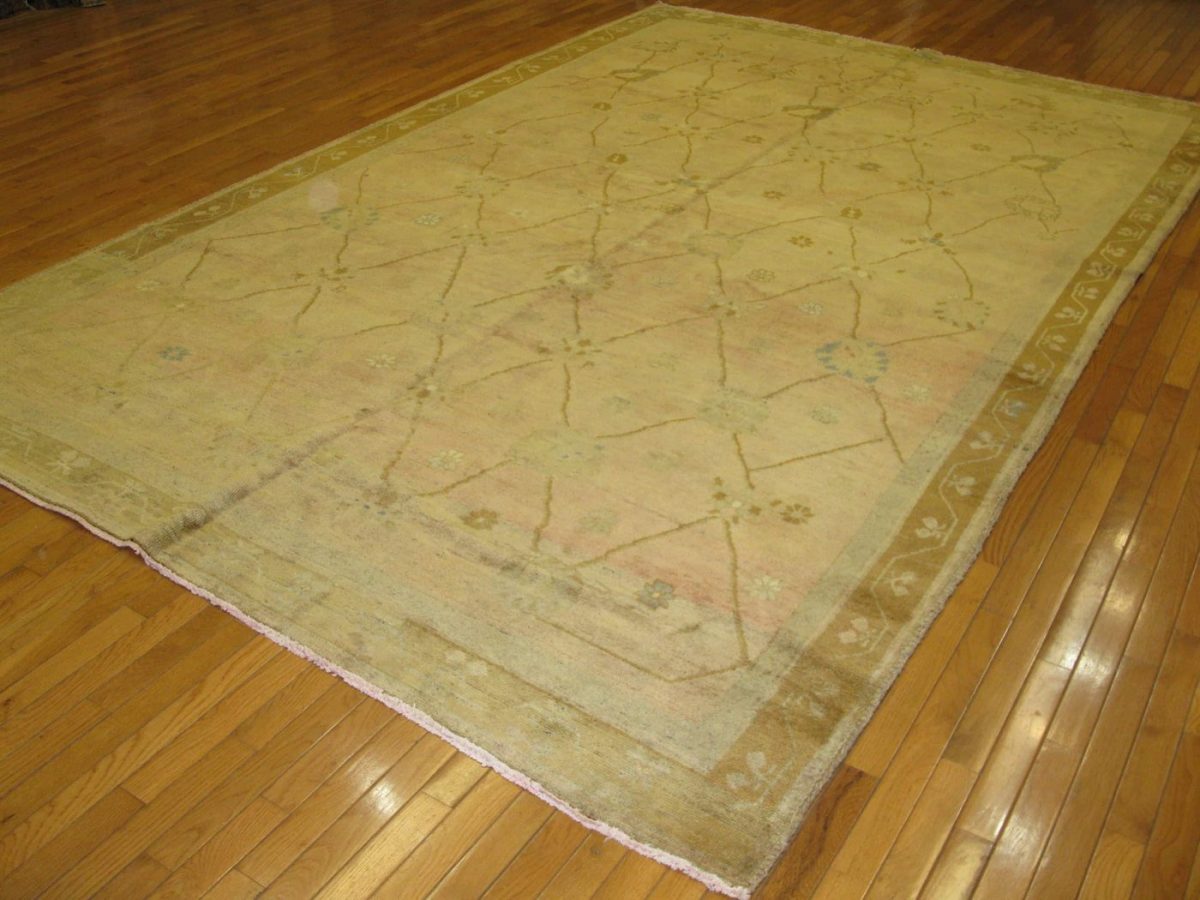 8′ x 12′ Turkish Kars Beige Vintage Rug – Transitional Hand-Knotted Wool - 4 8′ x 12′ Turkish Kars Beige Vintage Rug – Transitional Hand-Knotted Wool