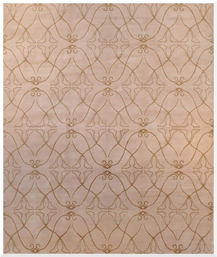 8′ x 10′ Beige Fine Hand-Knotted Tibetan Rug – Contemporary Wool