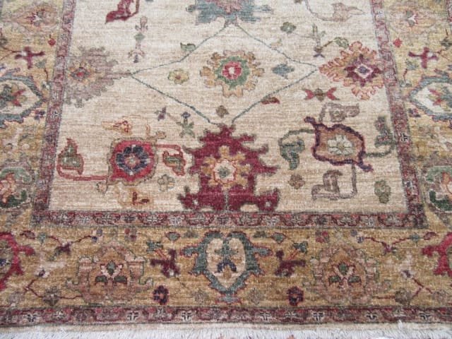 4′ x 6′ Beige Fine Hand-Knotted Pakistan Sultanabad Rug – Traditional Wool