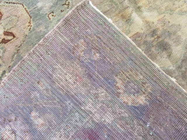 5′ x 12′ Vintage Turkish Oushak Soft Green Runner Rug – Hand-Knotted Wool