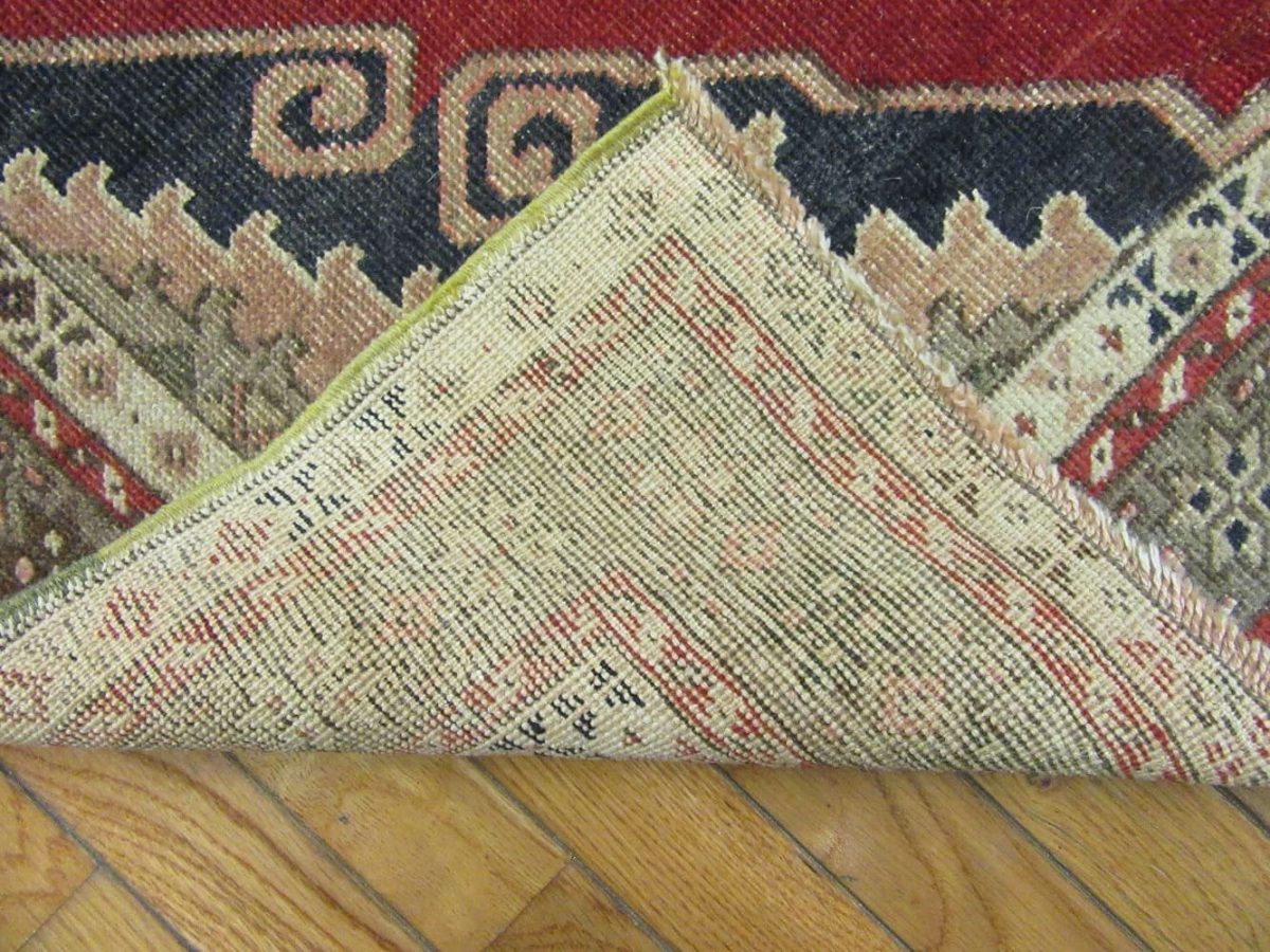 4′ x 11′ Vintage Turkish Oushak Red Vintage Runner Rug – Traditional Hand-Knotted Wool