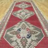 4′ x 11′ Vintage Turkish Oushak Red Vintage Runner Rug – Traditional Hand-Knotted Wool