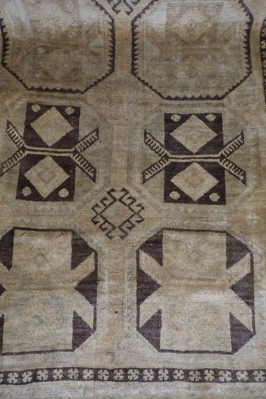 4′ x 14′ Beige Fine Hand-Knotted Vintage Turkish Oushak Runner – Traditional Wool