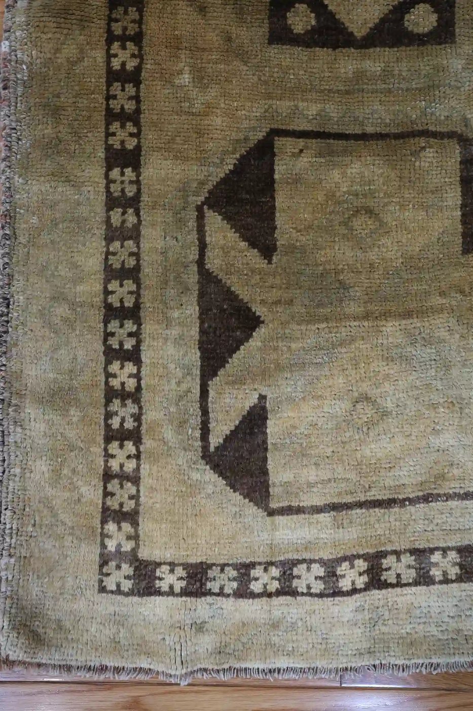 4′ x 14′ Beige Fine Hand-Knotted Vintage Turkish Oushak Runner – Traditional Wool