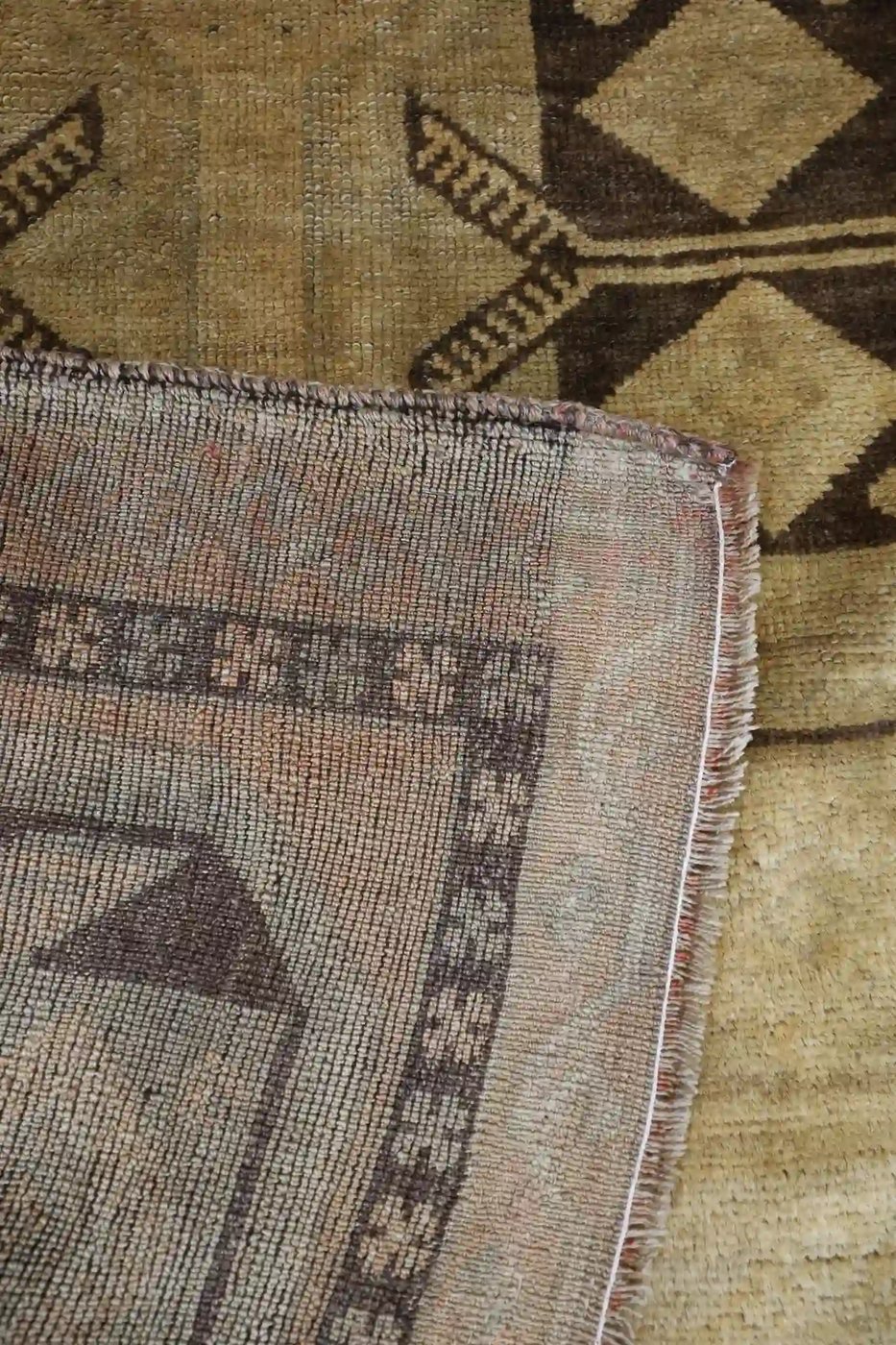 4′ x 14′ Beige Fine Hand-Knotted Vintage Turkish Oushak Runner – Traditional Wool