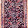 6′ x 10′ Midnight Indigo and Coral Red Hand-Knotted Antique Caucasian Seychur St. Andrew’s Cross Rug – Collector’s Wool