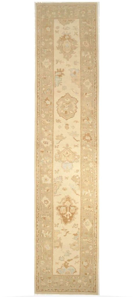 3′ x 13′ Ivory Fine Hand-Knotted Turkish Runner Rug – Transitional Wool
