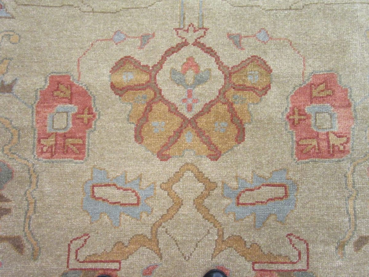 13′ x 16′ Turkish Ivory Oushak Rug – Vintage Hand-Knotted Wool